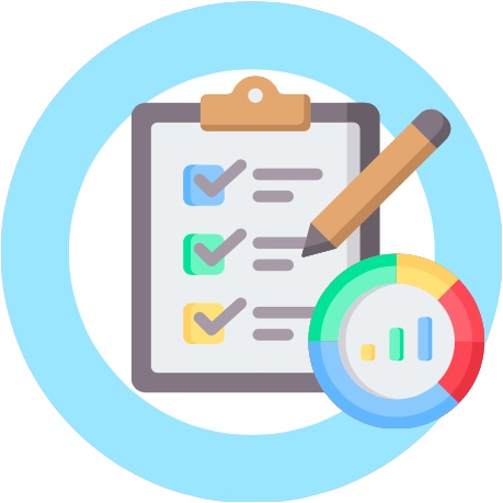 Checklist with rising bars icon